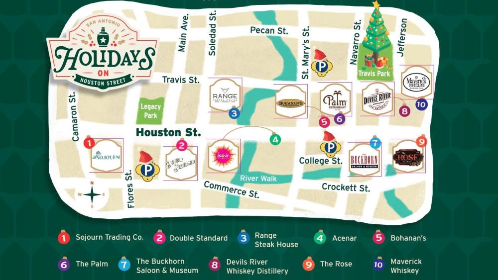 Holidays on Houston cocktail crawl map